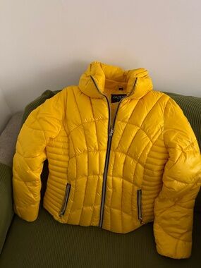 GUESS Yellow Quilted Puffer Jacket
